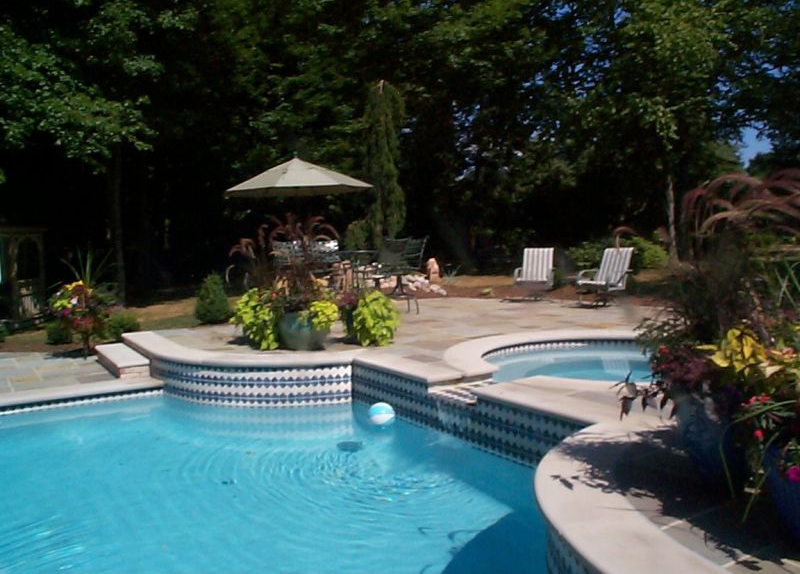 Pool with surrounding bluestone